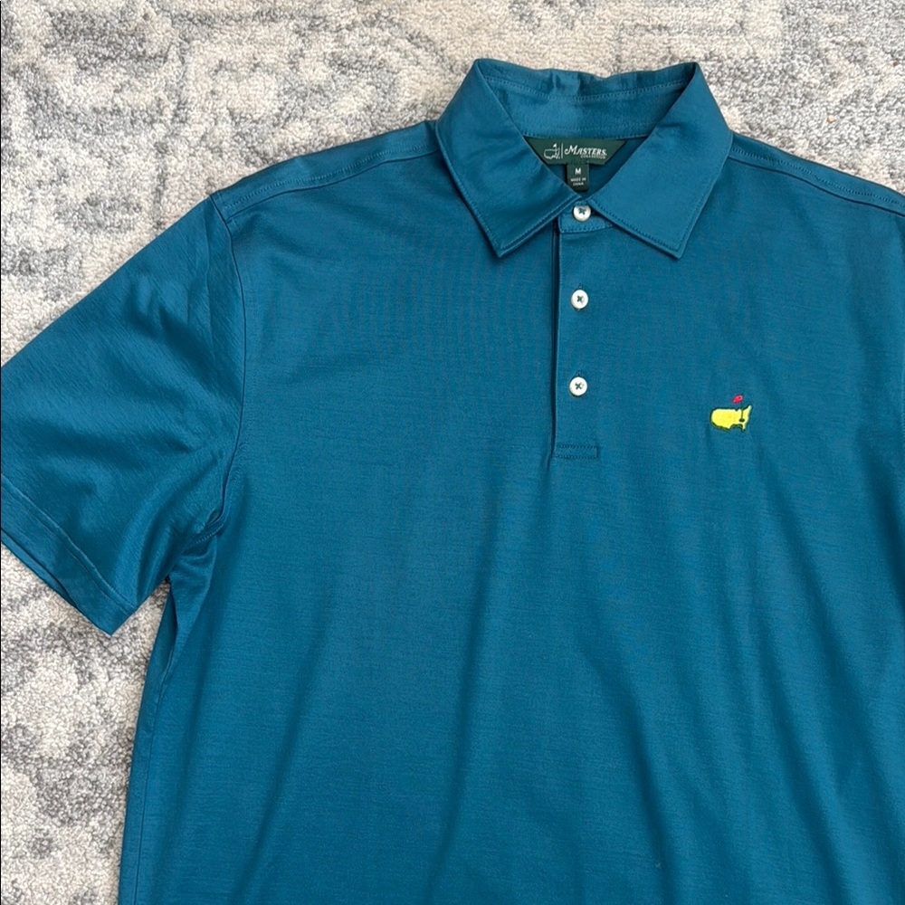NWOT Augusta National GOLF Masters Collection 100% Pima Cotton Polo Shirt Teal M